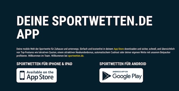 Download der sportwetten.de-App über die Website