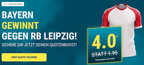 Quote 4.0 von sportwetten.de auf Sieg Bayern vs. Leipzig