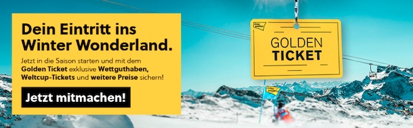 Gewinnspiel und gratis Guthaben beim Golden Ticket von Interwetten