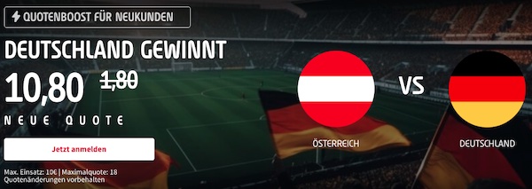Zwei Tipico Quotenboosts warten zu Österreich vs. Deutschland