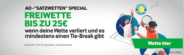 Bis zu 25€ Freebet von Betway für verlorene Satzwetten bei den Australian Open