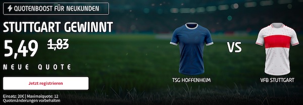 Tipico verbessert Hoffenheim Stuttgart Quoten - VfB gewinnt zu 5.49