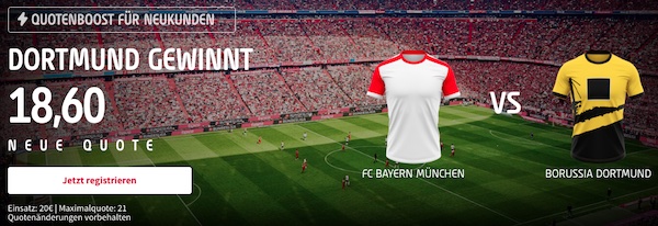 Dortmund besiegt Bayern mit dreifacher Quote - nur bei Tipico