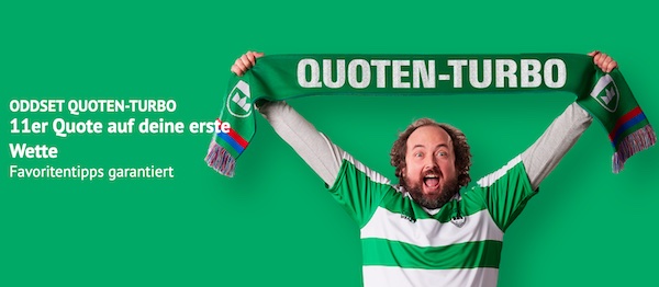 Nutze den ODDSET Quotenturbo und booste deine erste Wette auf ein ausgewähltes Match!