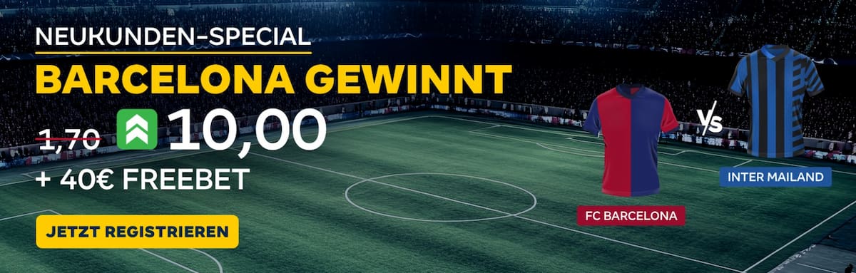 Merkur Bets Neukunden Special: Quote 10.0 auf Barcelona + 40€ Freebet