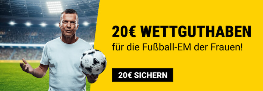 20€ Bonus ohne Einzahlung zur K.o.-Phase der Frauen EM bei Interwetten