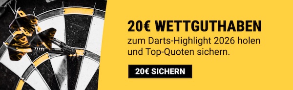 Melde dich bei Interwetten an und hol dir mit Code Darts25 20€ gratis!