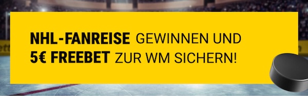 Zahle 10€ ein. mach beim NHL-Gewinnspiel mit und hol dir eine 5€ Interwetten Freiwette